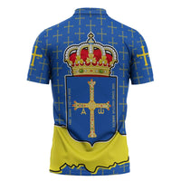 Asturias Flag Zipper Polo Shirt Autonomous Community of Spain - Wonder Print Shop