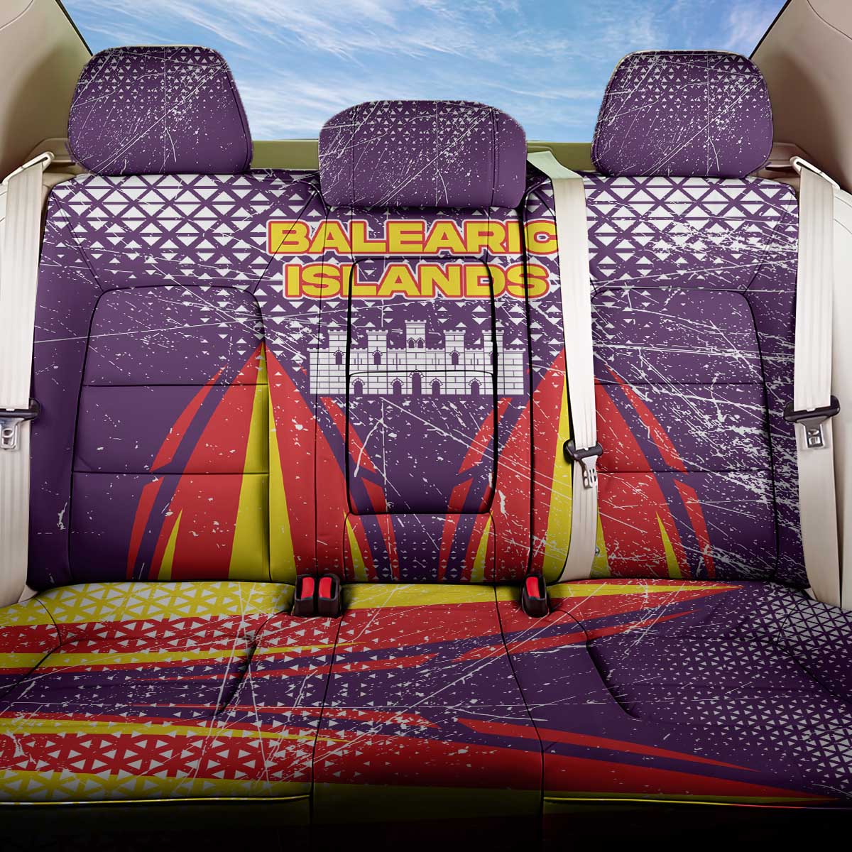 Balearic Islands Flag Back Car Seat Cover Autonomous Community of Spain - Wonder Print Shop