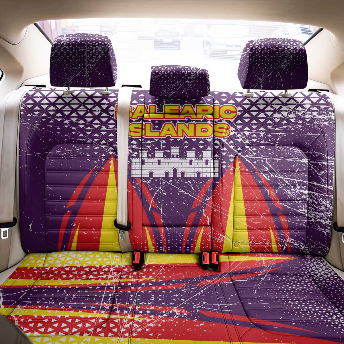 Balearic Islands Flag Back Car Seat Cover Autonomous Community of Spain - Wonder Print Shop