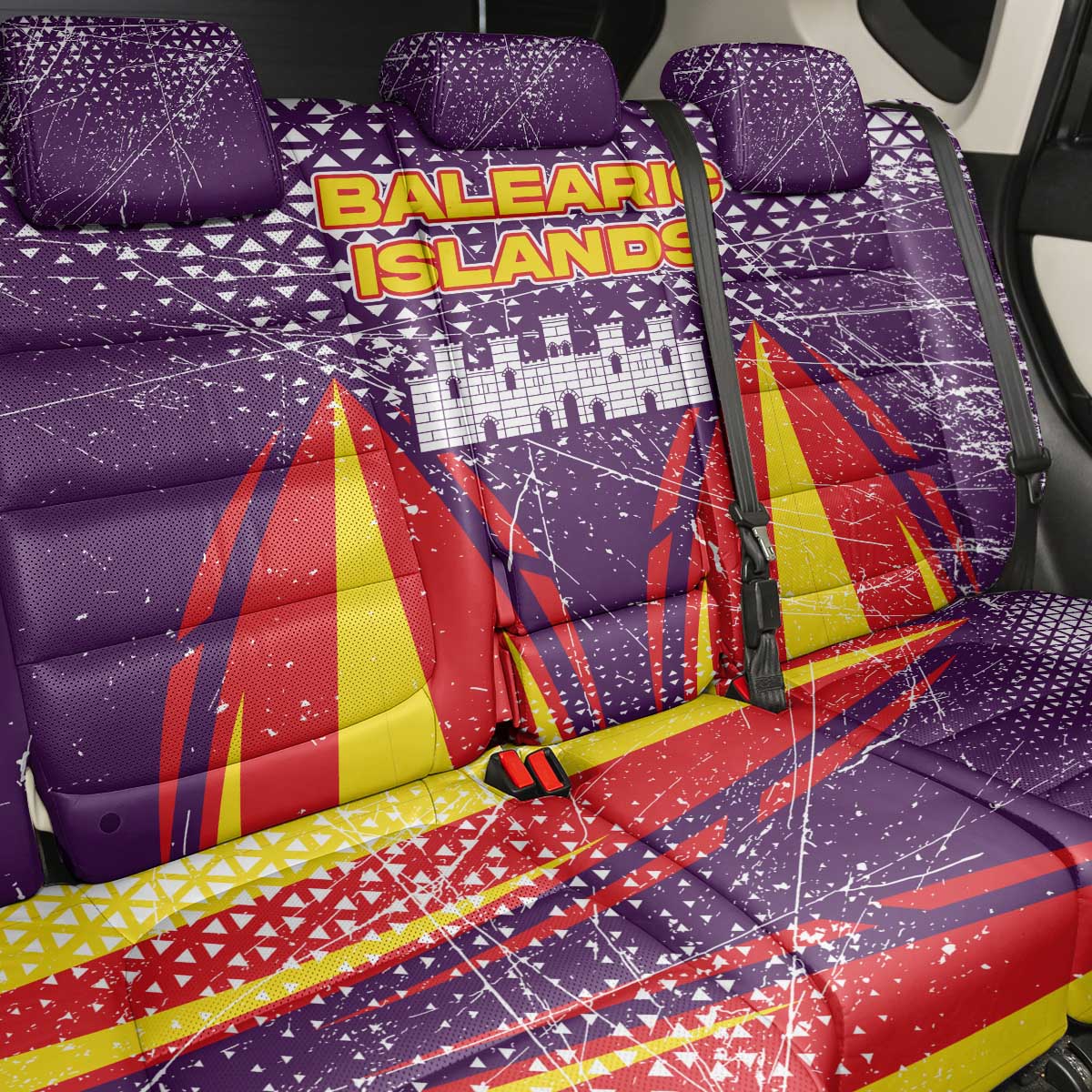 Balearic Islands Flag Back Car Seat Cover Autonomous Community of Spain - Wonder Print Shop