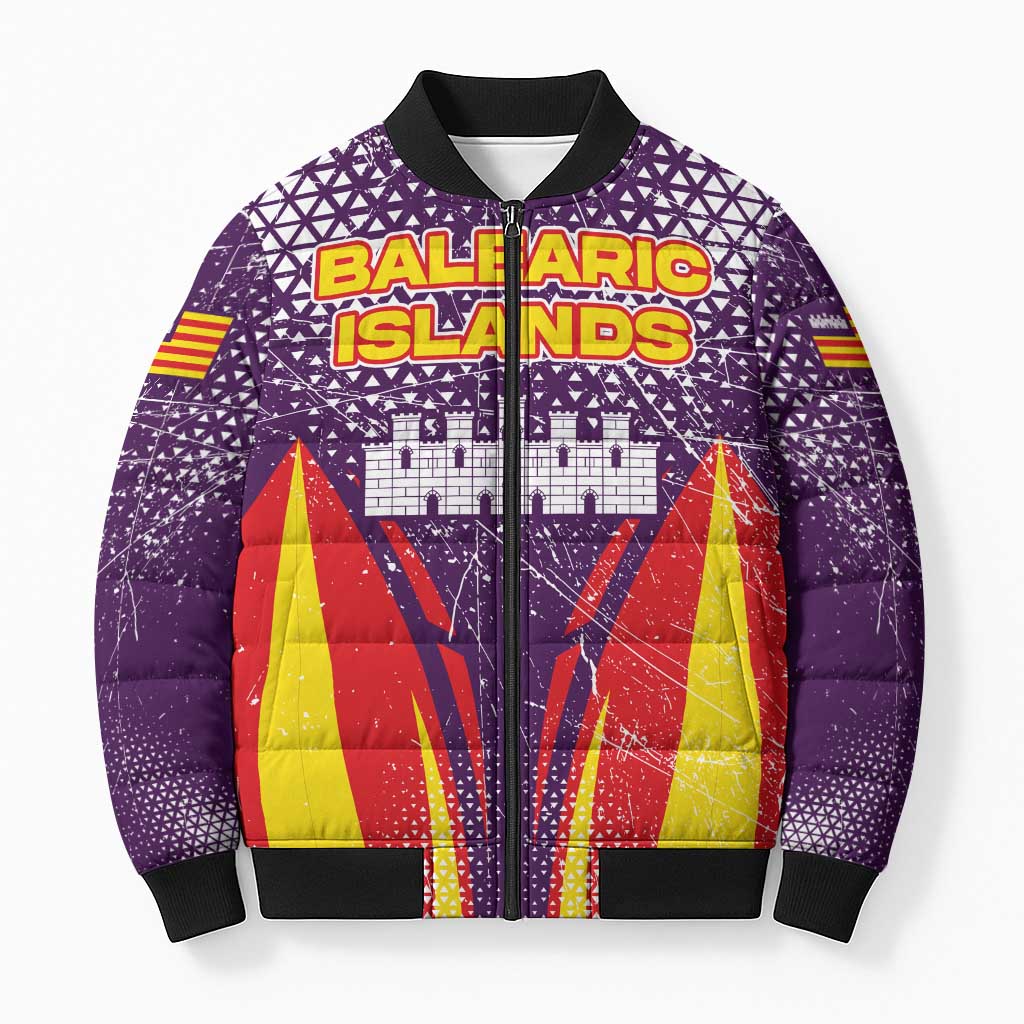 Balearic Islands Flag Bomber Puffer Jacket Autonomous Community of Spain - Wonder Print Shop