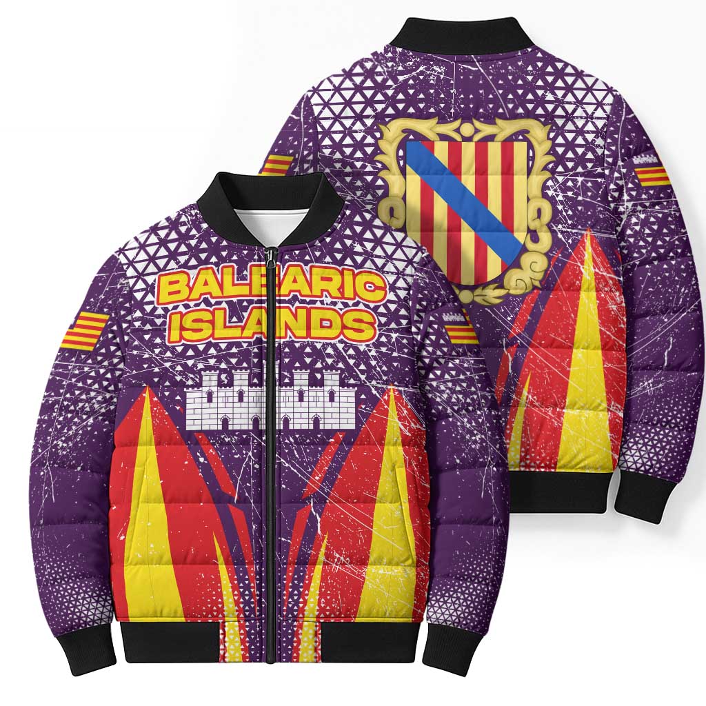 Balearic Islands Flag Bomber Puffer Jacket Autonomous Community of Spain - Wonder Print Shop