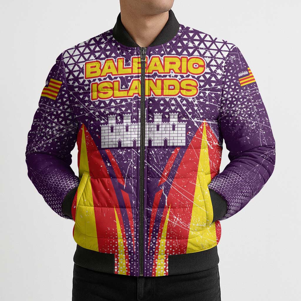 Balearic Islands Flag Bomber Puffer Jacket Autonomous Community of Spain - Wonder Print Shop