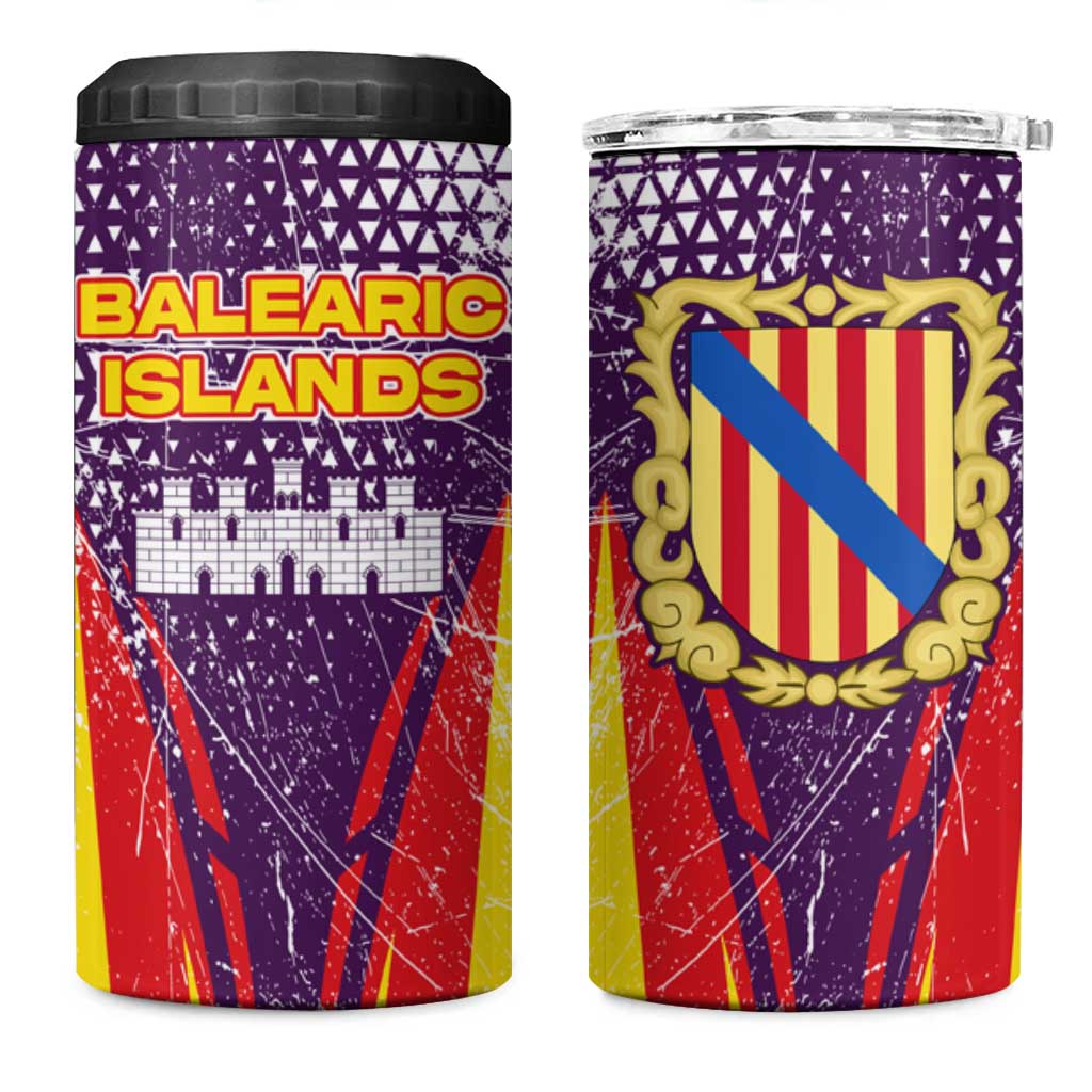 Balearic Islands Flag 4 in 1 Can Cooler Tumbler Autonomous Community of Spain - Wonder Print Shop