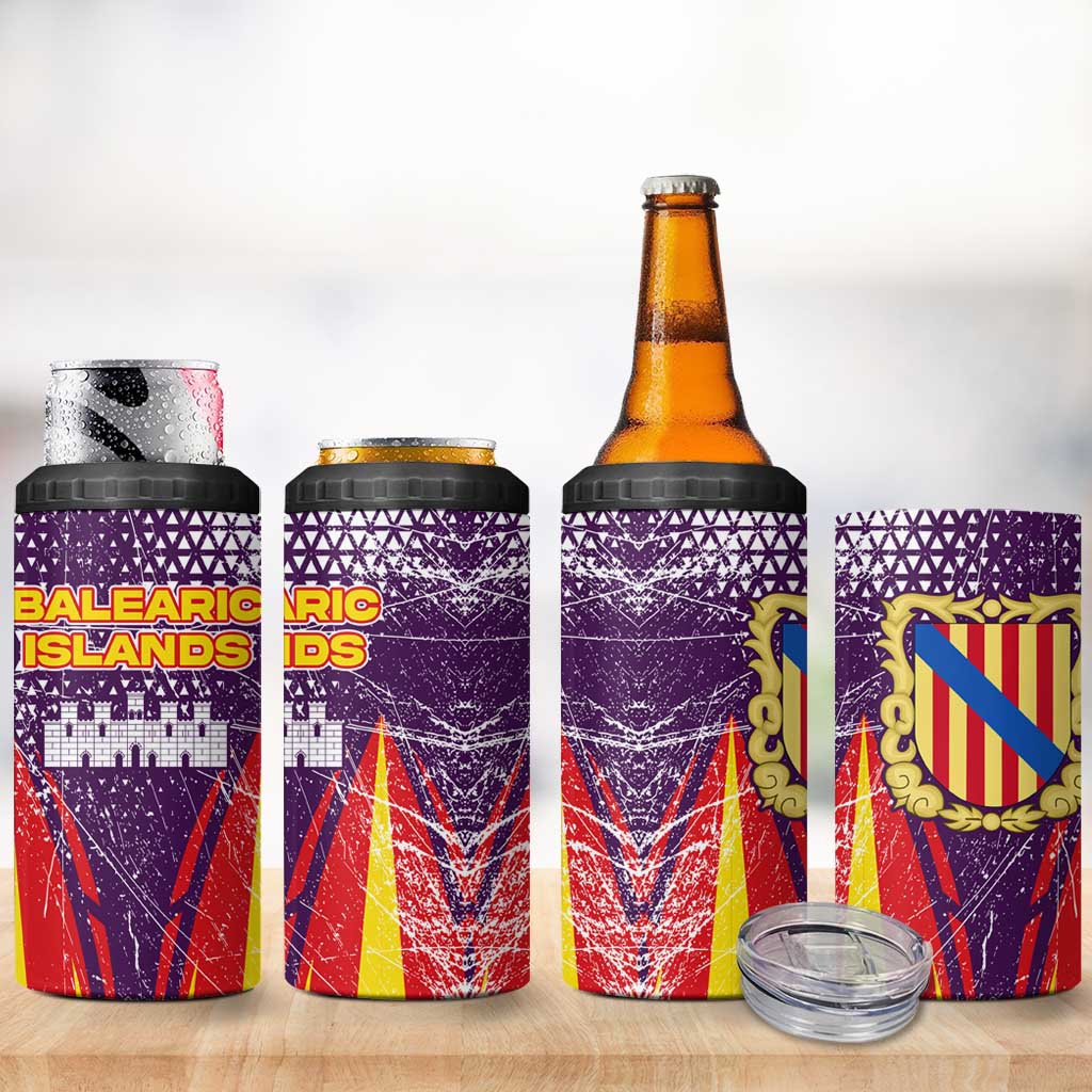 Balearic Islands Flag 4 in 1 Can Cooler Tumbler Autonomous Community of Spain - Wonder Print Shop