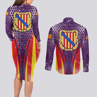 Balearic Islands Flag Couples Matching Long Sleeve Bodycon Dress and Long Sleeve Button Shirt Autonomous Community of Spain - Wonder Print Shop