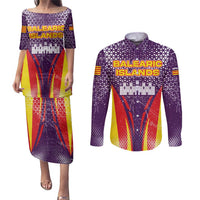 Balearic Islands Flag Couples Matching Puletasi and Long Sleeve Button Shirt Autonomous Community of Spain - Wonder Print Shop