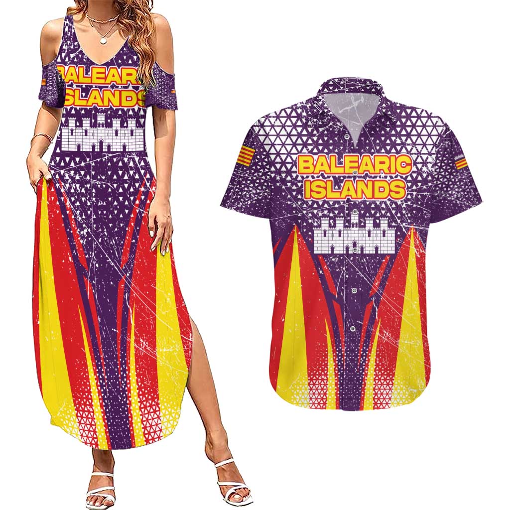 Balearic Islands Flag Couples Matching Summer Maxi Dress and Hawaiian Shirt Autonomous Community of Spain - Wonder Print Shop