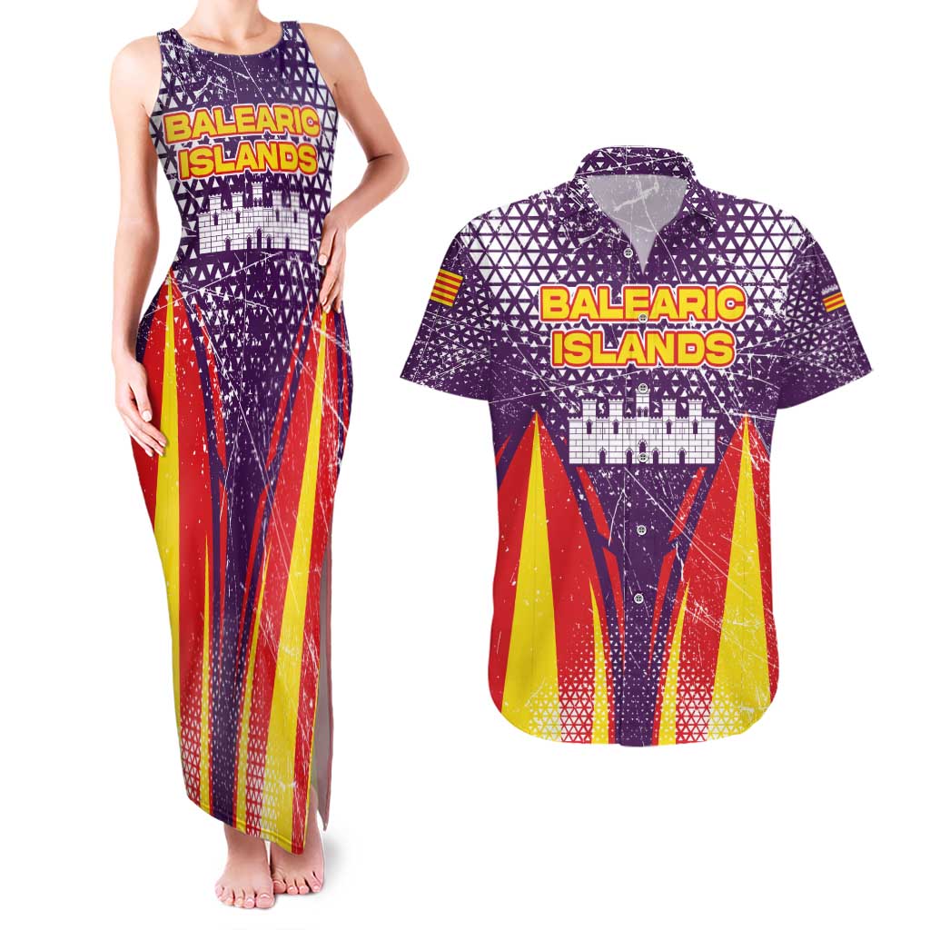 Balearic Islands Flag Couples Matching Tank Maxi Dress and Hawaiian Shirt Autonomous Community of Spain - Wonder Print Shop