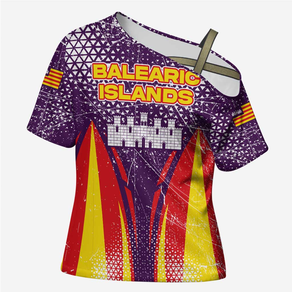 Balearic Islands Flag Cross Shoulder Shirt Autonomous Community of Spain - Wonder Print Shop