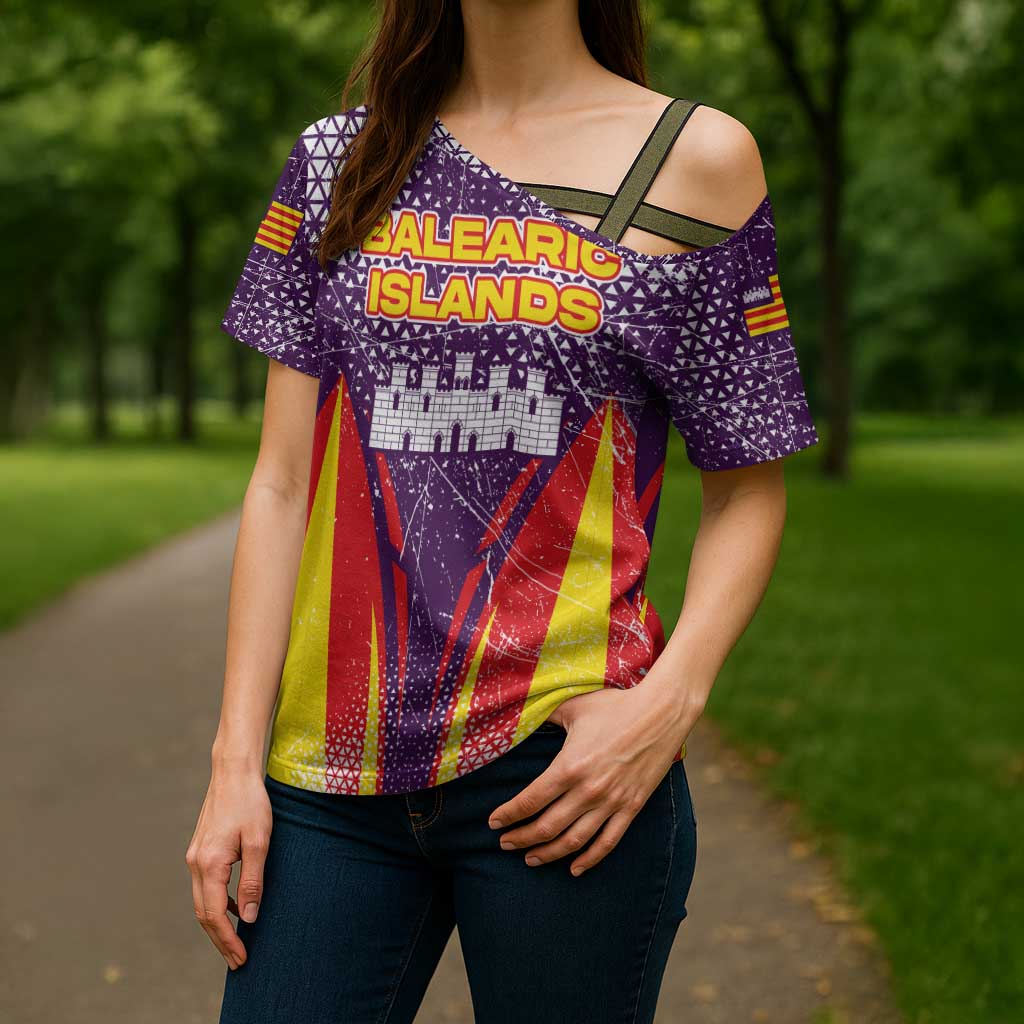 Balearic Islands Flag Cross Shoulder Shirt Autonomous Community of Spain - Wonder Print Shop