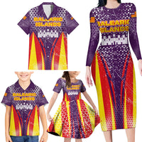 Balearic Islands Flag Family Matching Long Sleeve Bodycon Dress and Hawaiian Shirt Autonomous Community of Spain - Wonder Print Shop