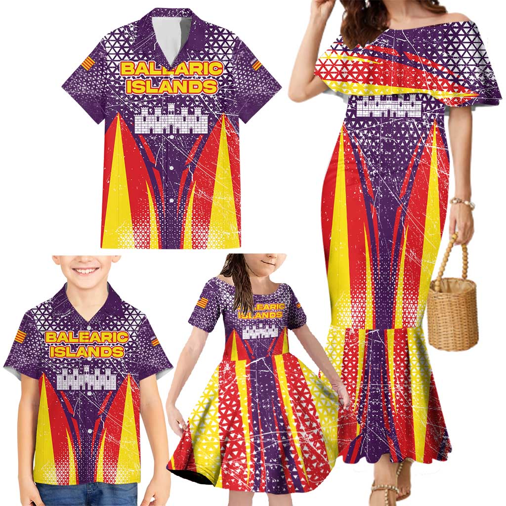 Balearic Islands Flag Family Matching Mermaid Dress and Hawaiian Shirt Autonomous Community of Spain - Wonder Print Shop