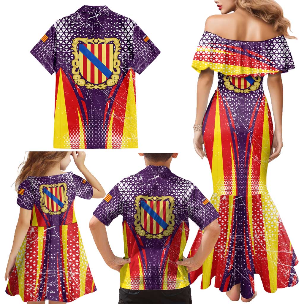 Balearic Islands Flag Family Matching Mermaid Dress and Hawaiian Shirt Autonomous Community of Spain - Wonder Print Shop
