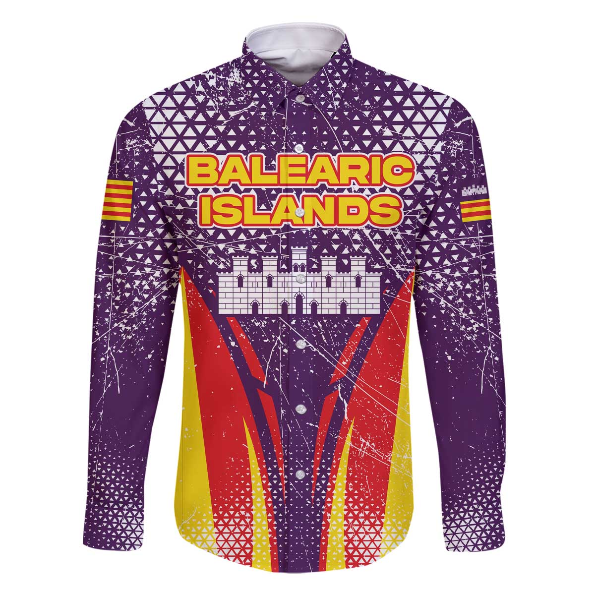 Balearic Islands Flag Family Matching Off The Shoulder Long Sleeve Dress and Hawaiian Shirt Autonomous Community of Spain - Wonder Print Shop