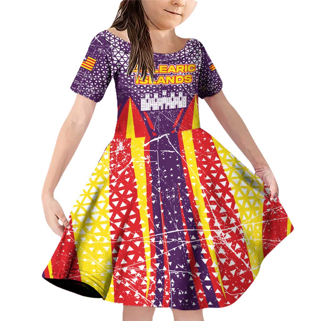 Balearic Islands Flag Family Matching Off Shoulder Short Dress and Hawaiian Shirt Autonomous Community of Spain - Wonder Print Shop