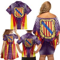 Balearic Islands Flag Family Matching Off Shoulder Short Dress and Hawaiian Shirt Autonomous Community of Spain - Wonder Print Shop