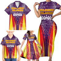 Balearic Islands Flag Family Matching Short Sleeve Bodycon Dress and Hawaiian Shirt Autonomous Community of Spain - Wonder Print Shop