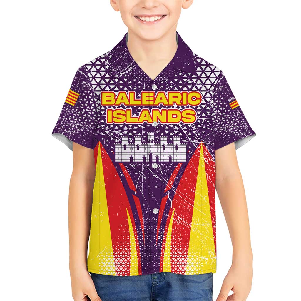 Balearic Islands Flag Family Matching Short Sleeve Bodycon Dress and Hawaiian Shirt Autonomous Community of Spain - Wonder Print Shop