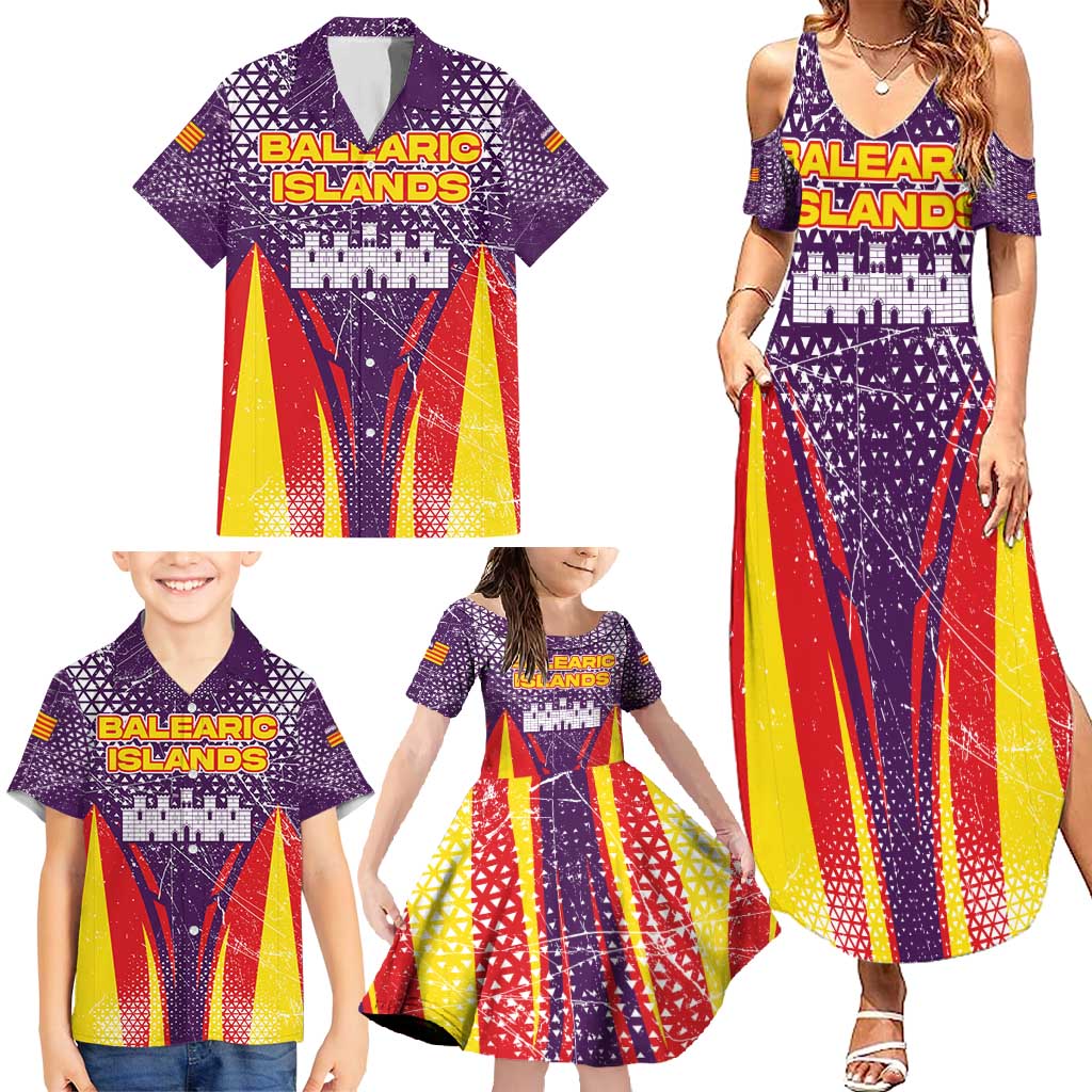 Balearic Islands Flag Family Matching Summer Maxi Dress and Hawaiian Shirt Autonomous Community of Spain - Wonder Print Shop