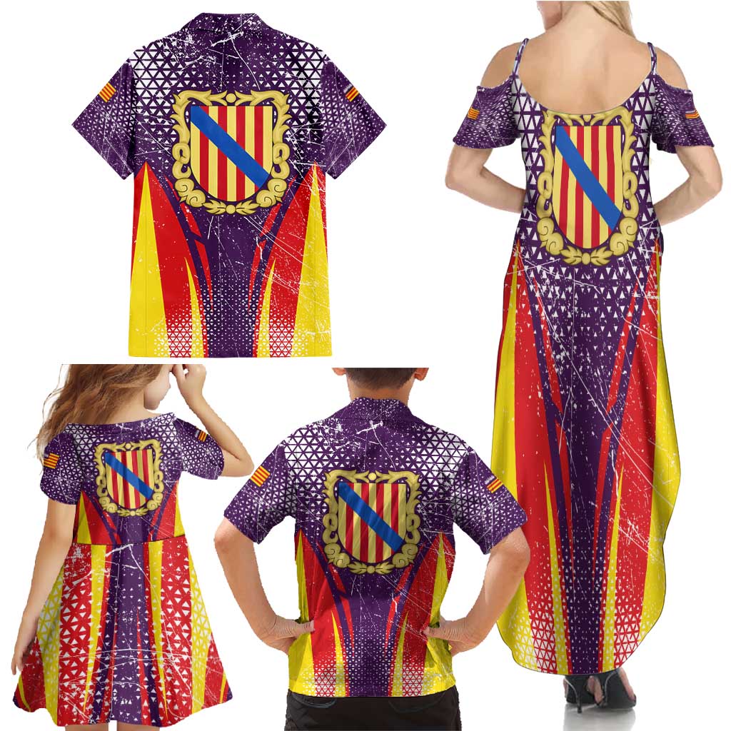 Balearic Islands Flag Family Matching Summer Maxi Dress and Hawaiian Shirt Autonomous Community of Spain - Wonder Print Shop
