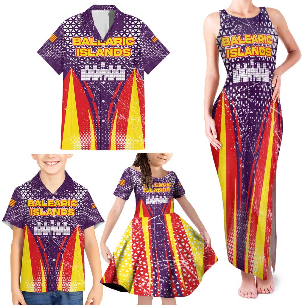 Balearic Islands Flag Family Matching Tank Maxi Dress and Hawaiian Shirt Autonomous Community of Spain - Wonder Print Shop