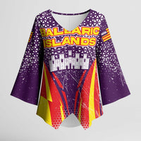 Balearic Islands Flag Kimono Sleeve Blouse Autonomous Community of Spain - Wonder Print Shop