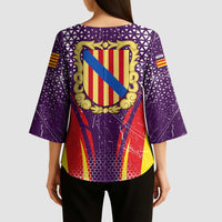 Balearic Islands Flag Kimono Sleeve Blouse Autonomous Community of Spain - Wonder Print Shop