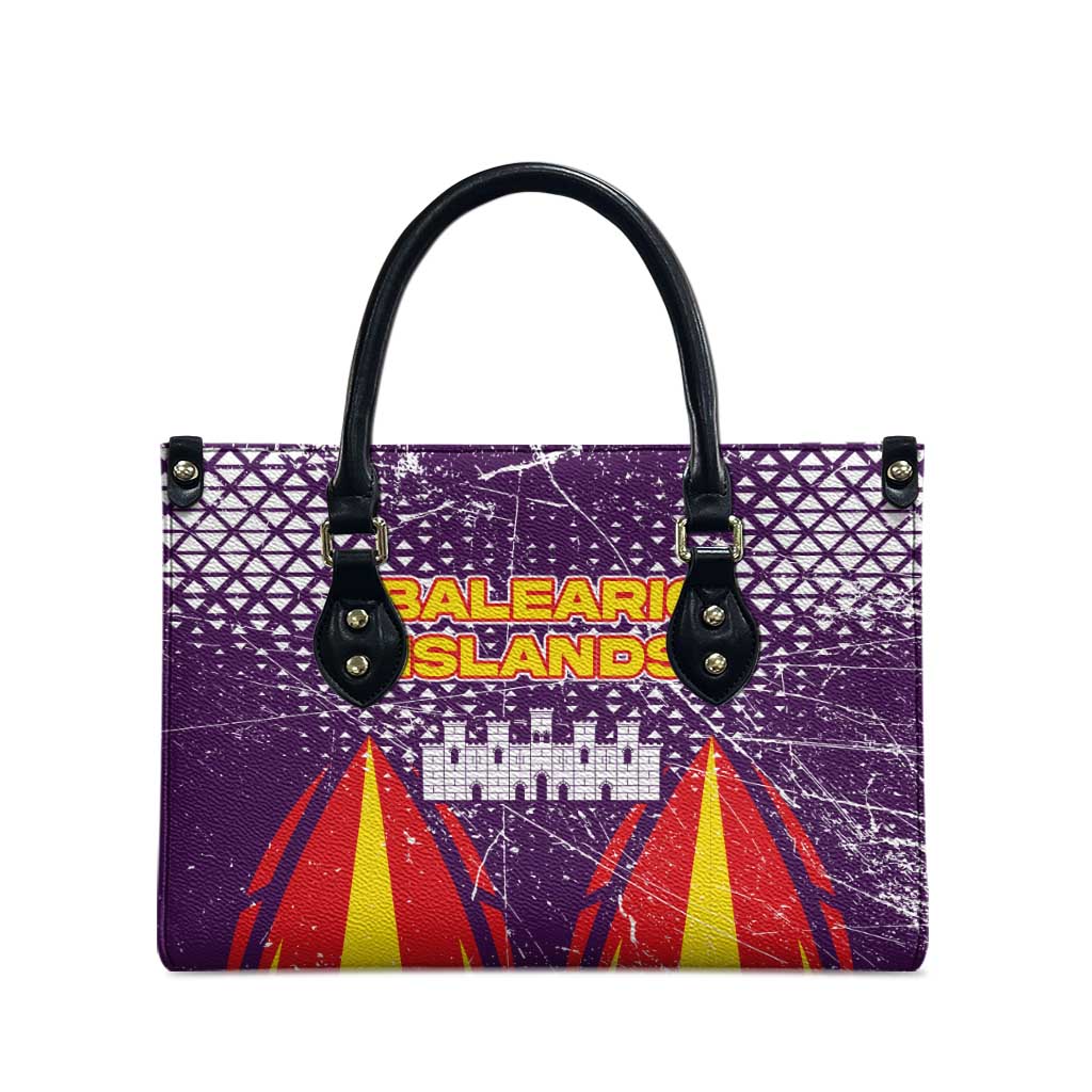 Balearic Islands Flag Leather Bag Autonomous Community of Spain - Wonder Print Shop