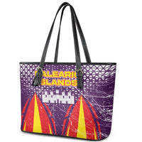 Balearic Islands Flag Leather Tote Bag Autonomous Community of Spain - Wonder Print Shop