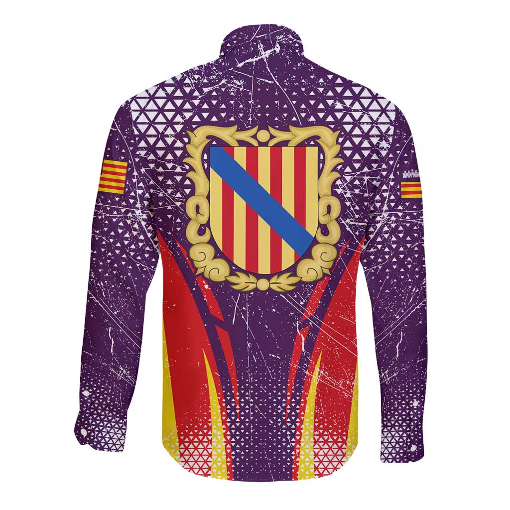 Balearic Islands Flag Long Sleeve Button Shirt Autonomous Community of Spain - Wonder Print Shop