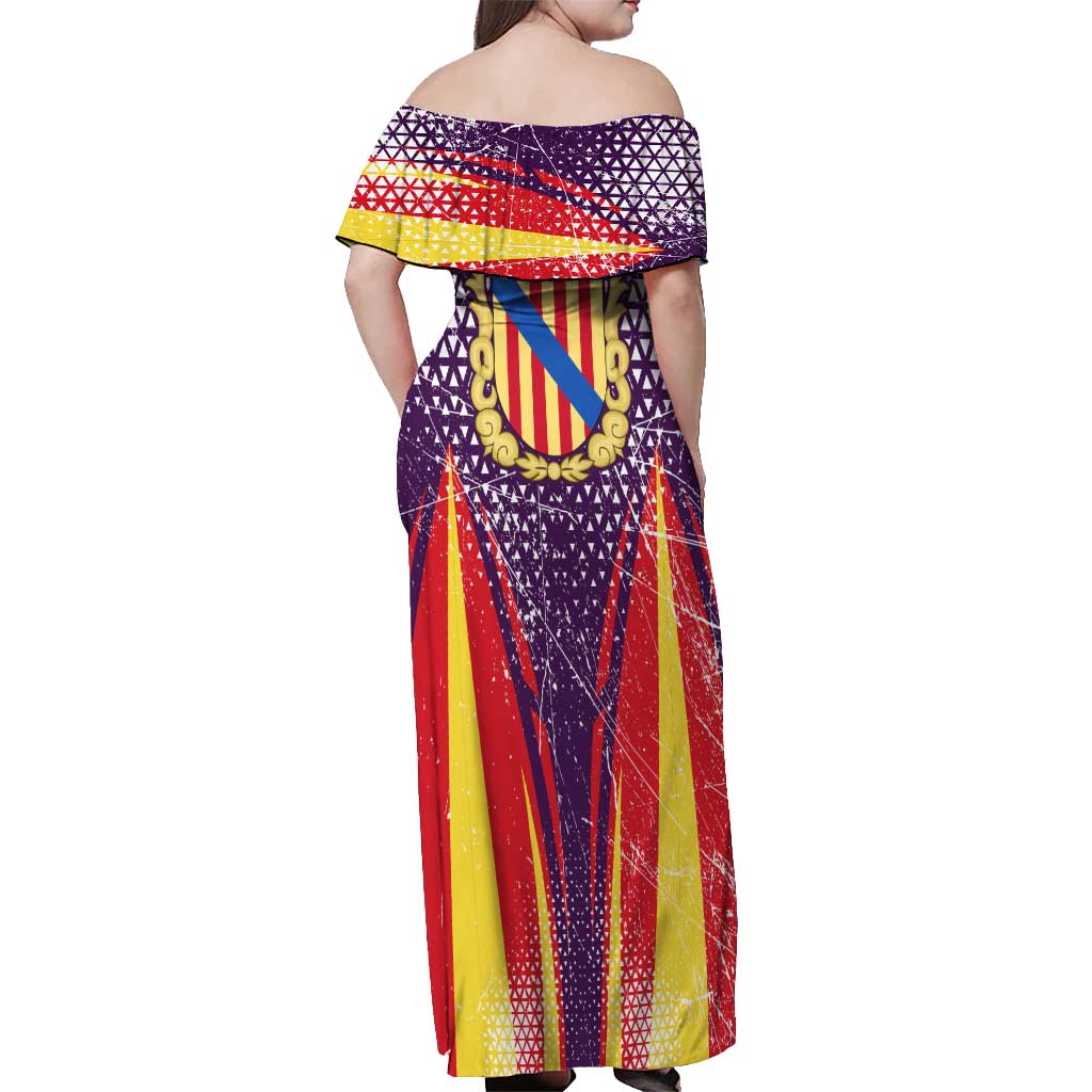 Balearic Islands Flag Off Shoulder Maxi Dress Autonomous Community of Spain - Wonder Print Shop