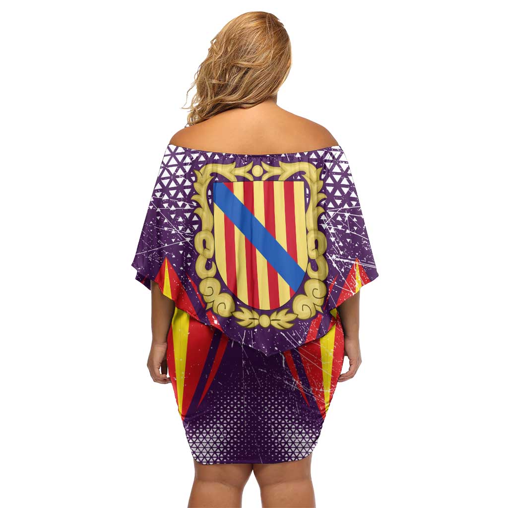 Balearic Islands Flag Off Shoulder Short Dress Autonomous Community of Spain - Wonder Print Shop