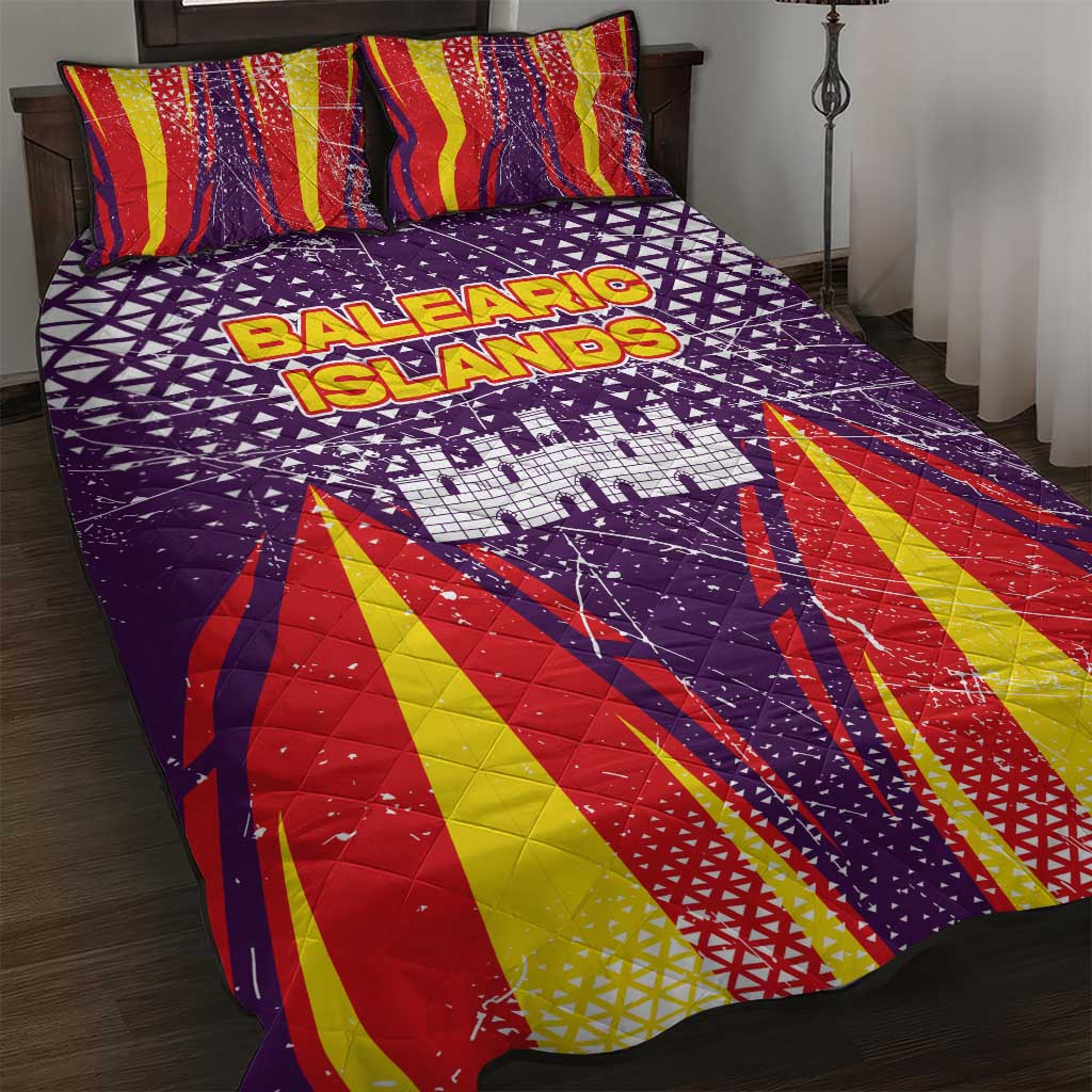 Balearic Islands Flag Quilt Bed Set Autonomous Community of Spain - Wonder Print Shop