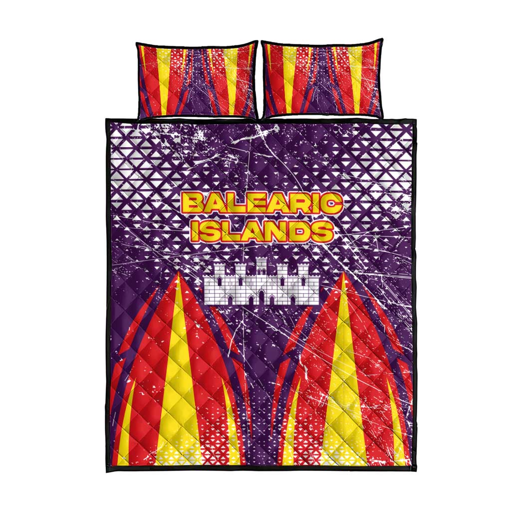 Balearic Islands Flag Quilt Bed Set Autonomous Community of Spain - Wonder Print Shop