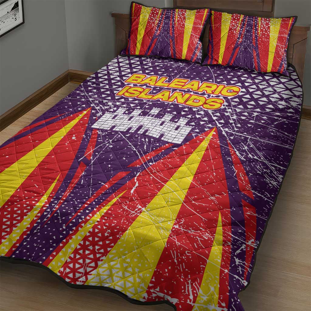 Balearic Islands Flag Quilt Bed Set Autonomous Community of Spain - Wonder Print Shop