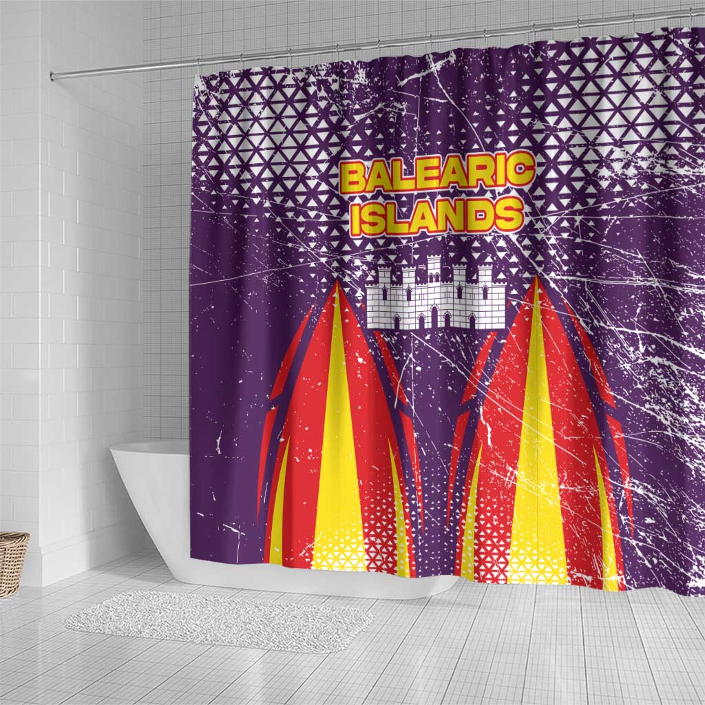 Balearic Islands Flag Shower Curtain Autonomous Community of Spain - Wonder Print Shop