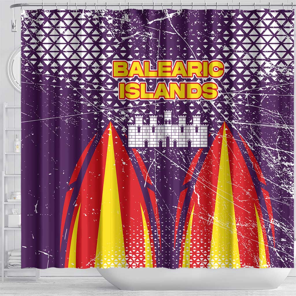 Balearic Islands Flag Shower Curtain Autonomous Community of Spain - Wonder Print Shop