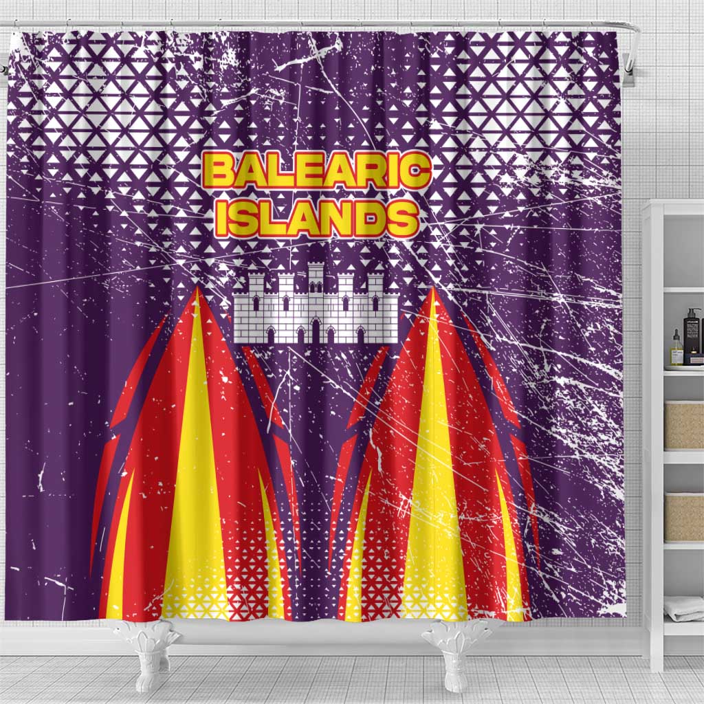 Balearic Islands Flag Shower Curtain Autonomous Community of Spain - Wonder Print Shop