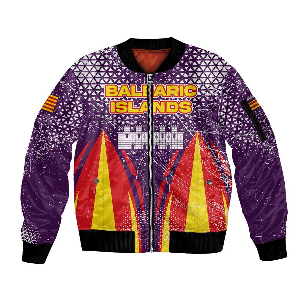 Balearic Islands Flag Sleeve Zip Bomber Jacket Autonomous Community of Spain - Wonder Print Shop