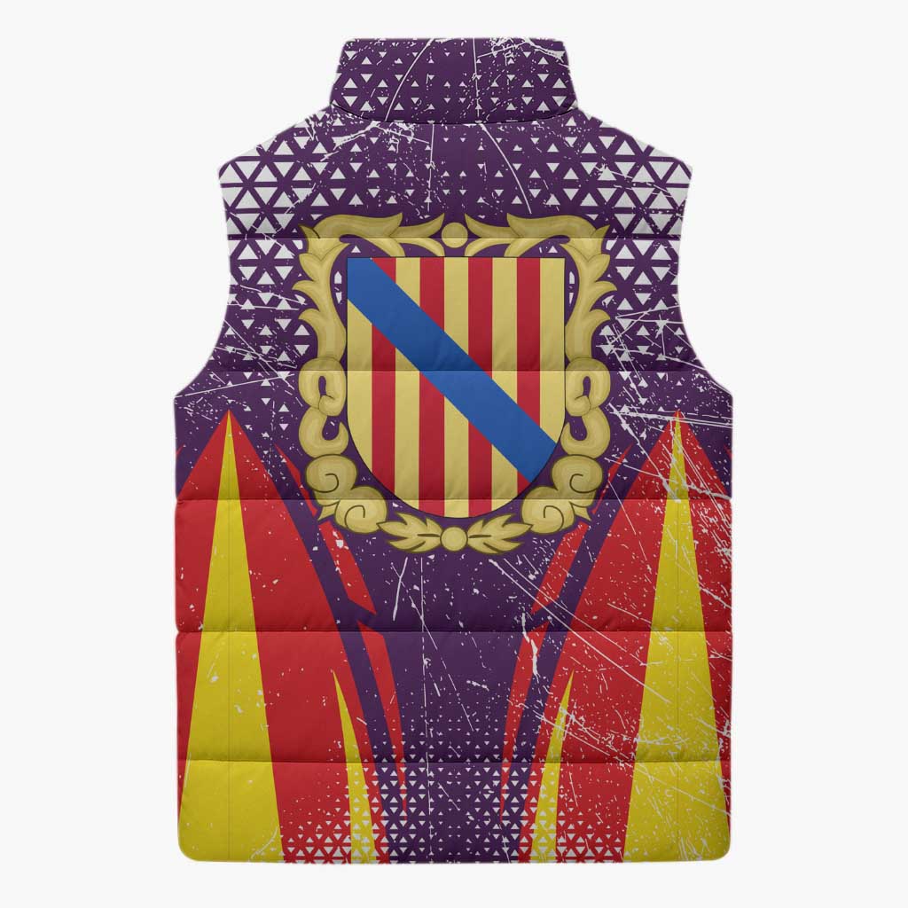 Balearic Islands Flag Sleeveless Puffer Jacket Autonomous Community of Spain - Wonder Print Shop