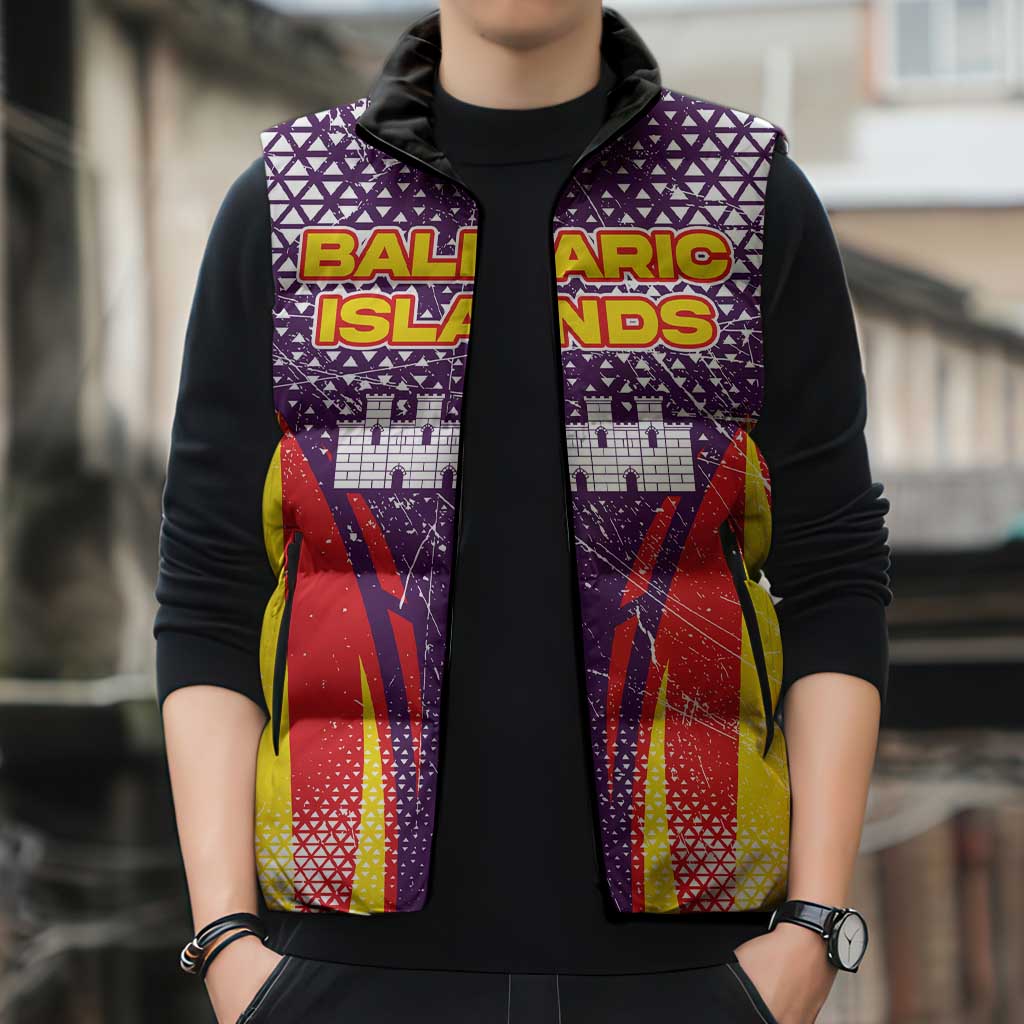 Balearic Islands Flag Sleeveless Puffer Jacket Autonomous Community of Spain - Wonder Print Shop