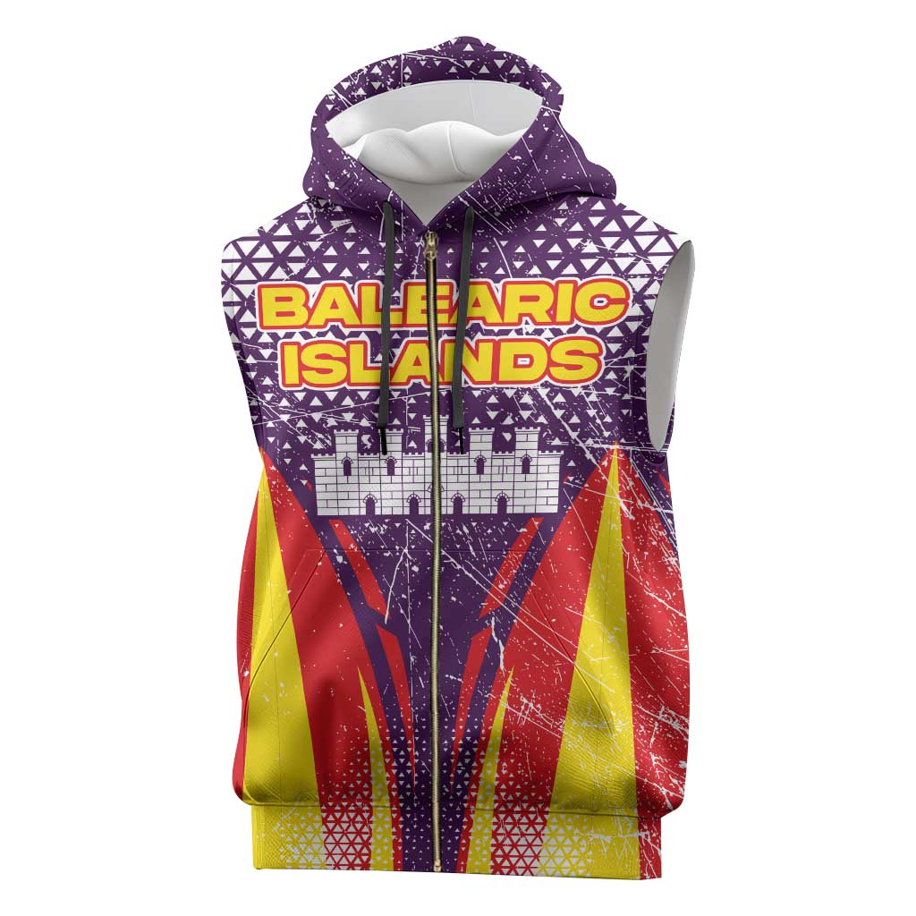 Balearic Islands Flag Sleeveless Zip Hoodie Autonomous Community of Spain - Wonder Print Shop