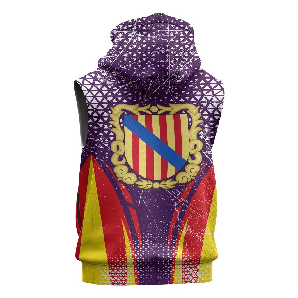 Balearic Islands Flag Sleeveless Zip Hoodie Autonomous Community of Spain - Wonder Print Shop