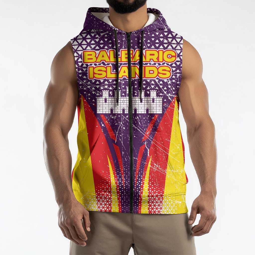 Balearic Islands Flag Sleeveless Zip Hoodie Autonomous Community of Spain - Wonder Print Shop