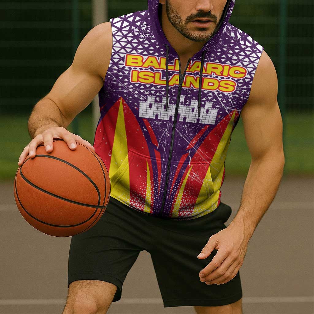 Balearic Islands Flag Sleeveless Zip Hoodie Autonomous Community of Spain - Wonder Print Shop