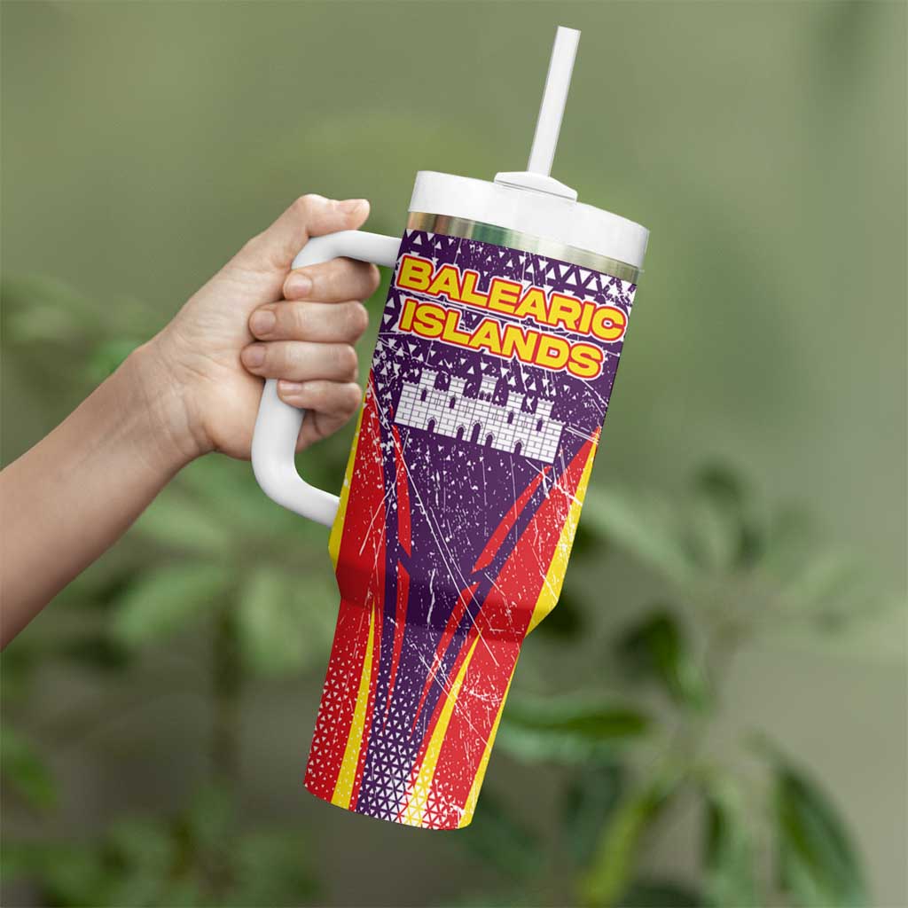 Balearic Islands Flag Tumbler With Handle Autonomous Community of Spain - Wonder Print Shop