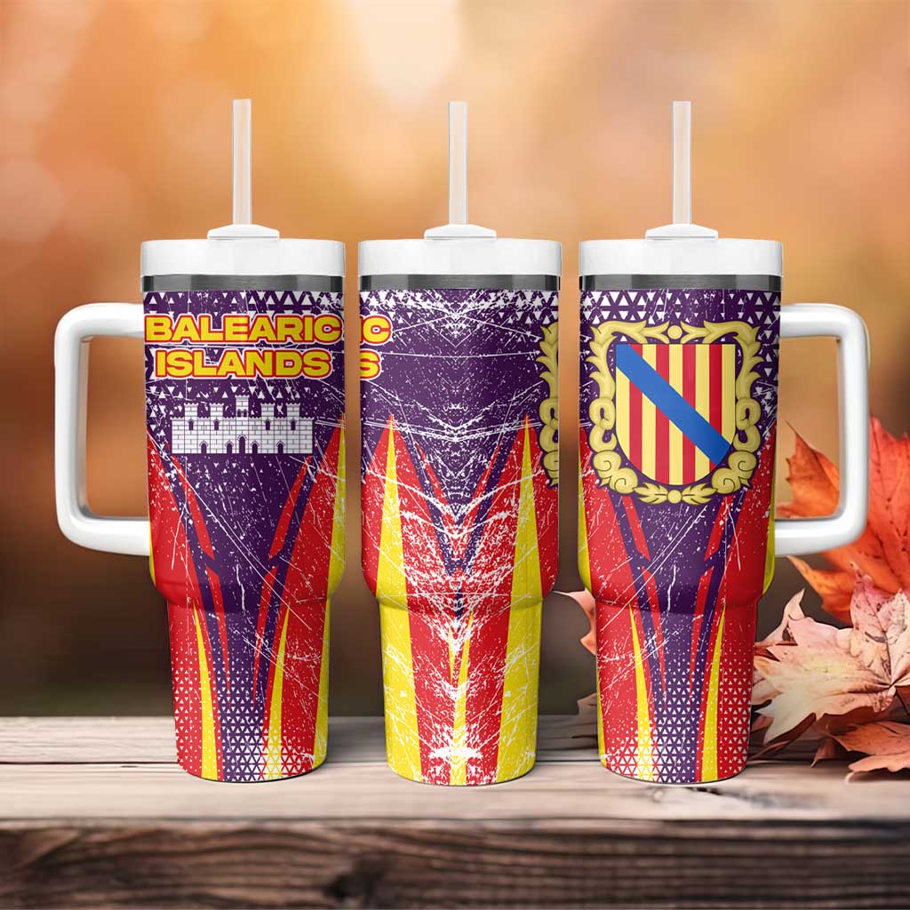 Balearic Islands Flag Tumbler With Handle Autonomous Community of Spain - Wonder Print Shop