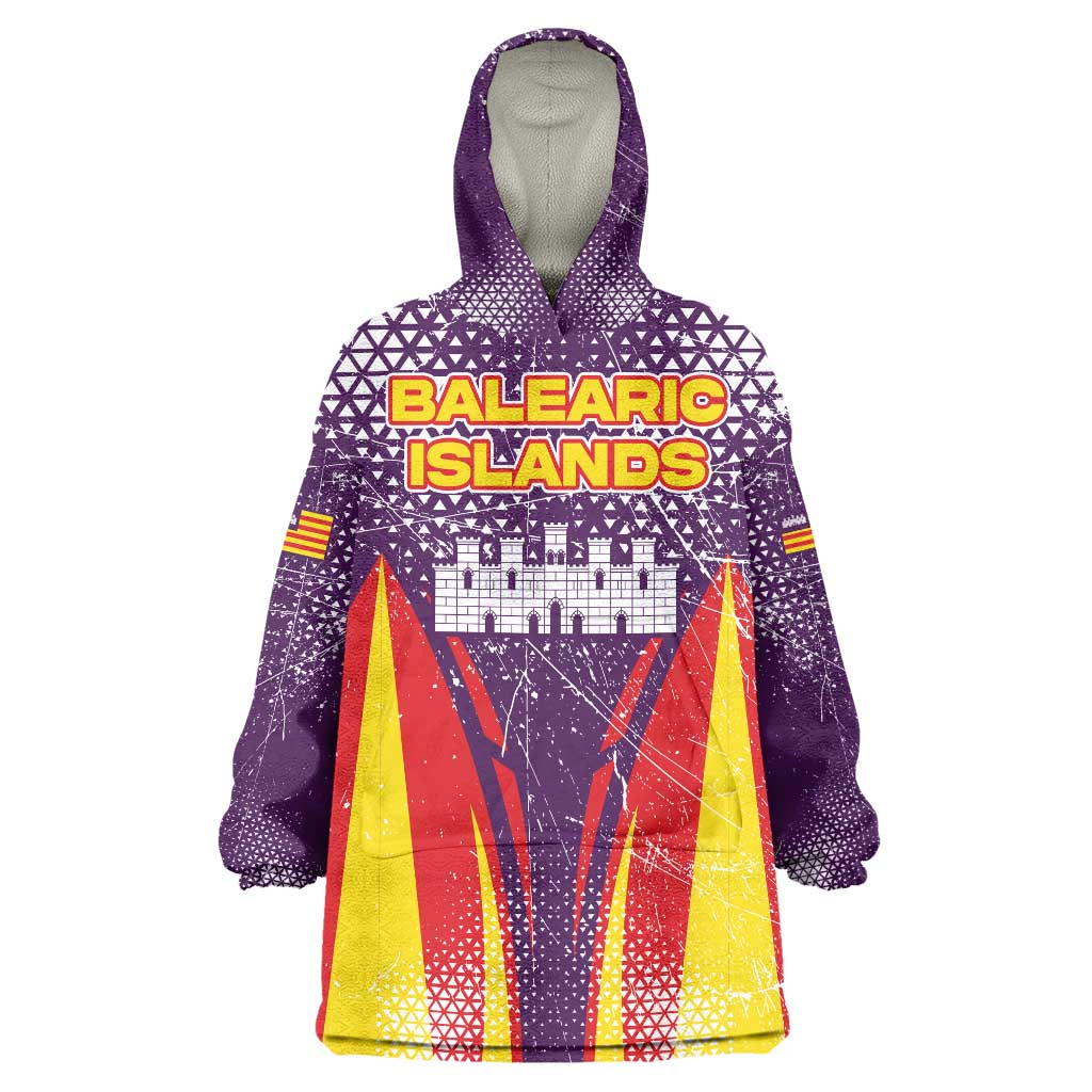 Balearic Islands Flag Wearable Blanket Hoodie Autonomous Community of Spain - Wonder Print Shop
