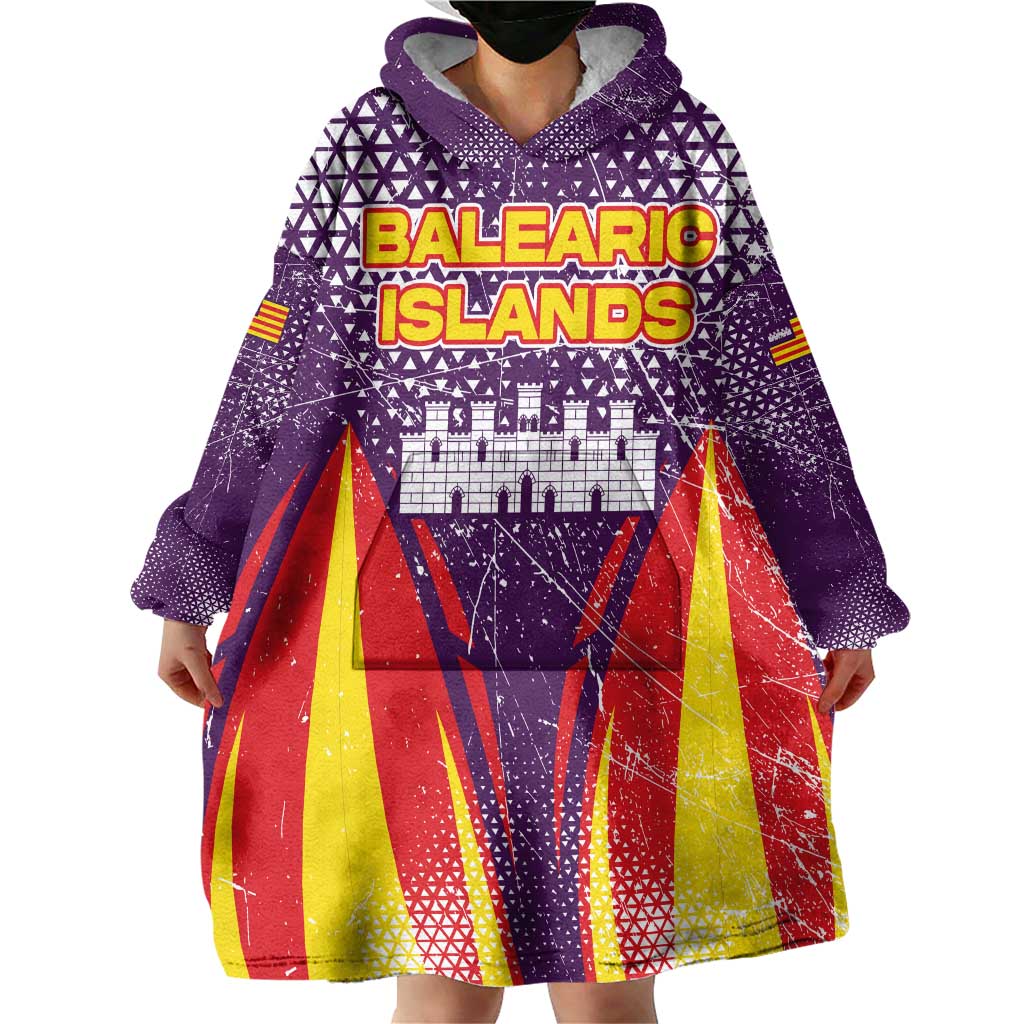 Balearic Islands Flag Wearable Blanket Hoodie Autonomous Community of Spain - Wonder Print Shop